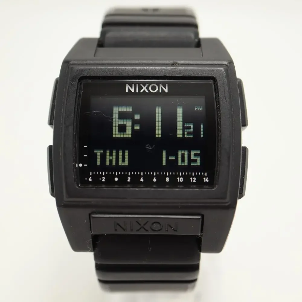 Nixon Base Tide Pro Black 42mm Digital Watch Sunrise Sunset Silicone New Battery